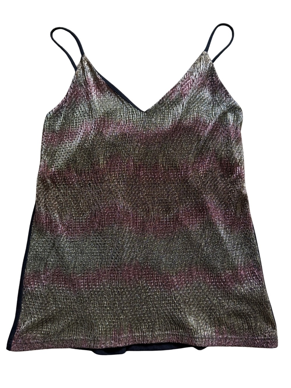 Urban Outfitters Kimchi Shimmery Pink and Black Metallic Cami